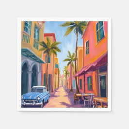 Miami Beach Färgglad Gatu Scen Pappersservett