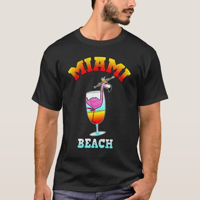 Miami Beach Flamingo Funny Florida Tee Party (Framsida)