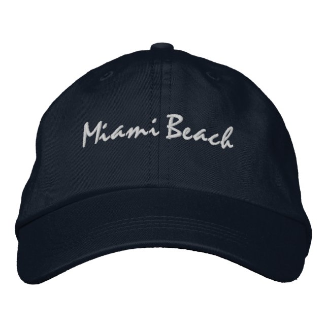 Miami Beach Florida Baseball Hat Broderad Keps (Framsida)