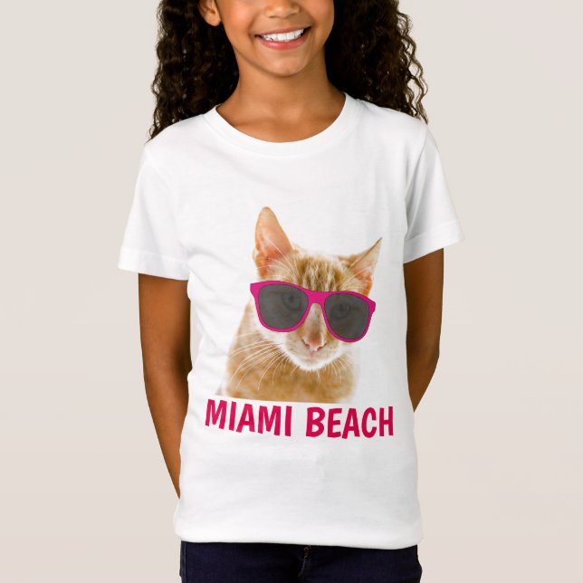 MIAMI BEACH Florida Cat T-shirts (Framsida)