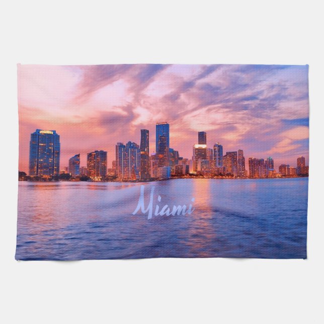 Miami Beach Florida City Skyline Kökshandduk (Horisontell)