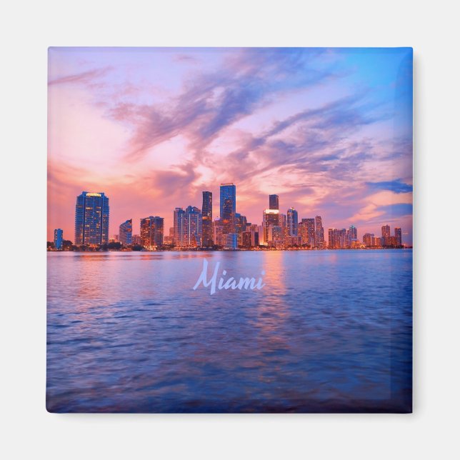 Miami Beach Florida City Skyline Magnet (Framsidan)