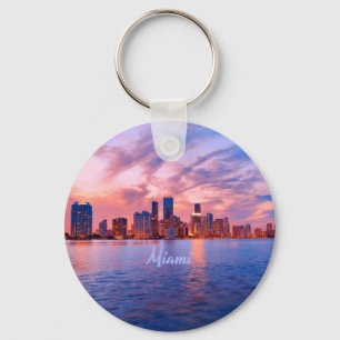 Miami Beach Florida City Skyline Nyckelring