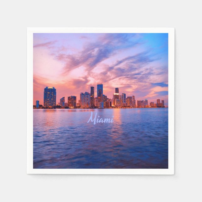 Miami Beach Florida City Skyline Pappersservett (Framsidan)
