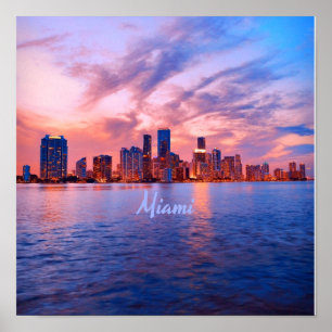 Miami Beach Florida City Skyline Poster