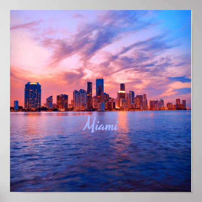 Miami Beach Florida City Skyline Poster (Framsidan)