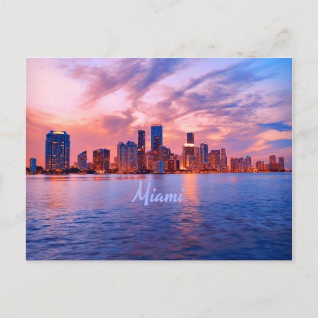 Miami Beach Florida City Skyline Vykort (Framsida)