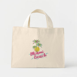 Miami Beach Florida Coola Roligt Graphic Tote Bag Mini Tygkasse