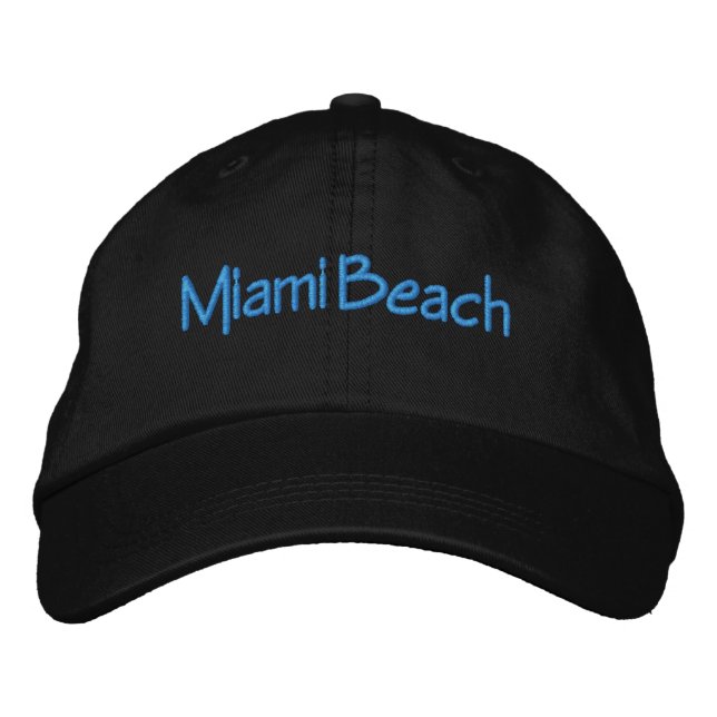 Miami Beach Florida Embroized Baseball Hat Broderad Keps (Framsida)