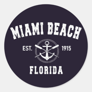 Miami Beach Florida Fl Vintage Athletic Stil Runt Klistermärke