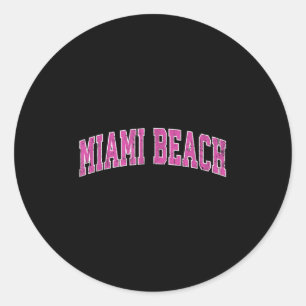 Miami Beach Florida Fl Vintage Sports Design Rosa Runt Klistermärke