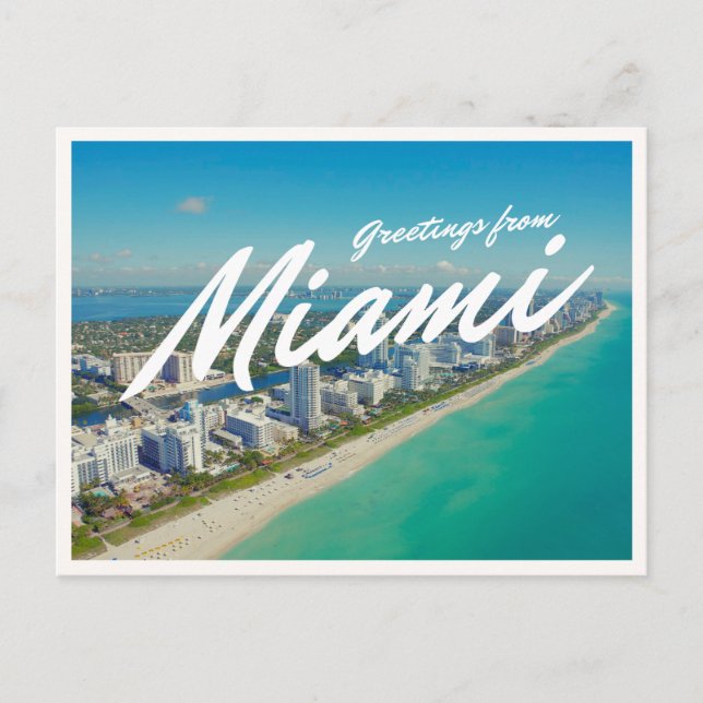 Miami Beach Florida Flygfoto Hälsningar Vykort (Framsida)