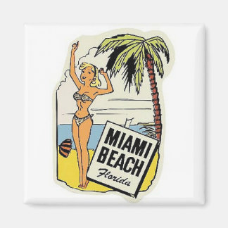 Miami Beach Florida gör upp tjejen Vintage resor Magnet