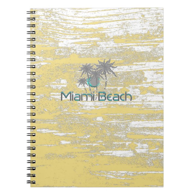 Miami-Beach, Florida, Handflatan, Grunge Coola Anteckningsbok Med Spiral (Framsidan)