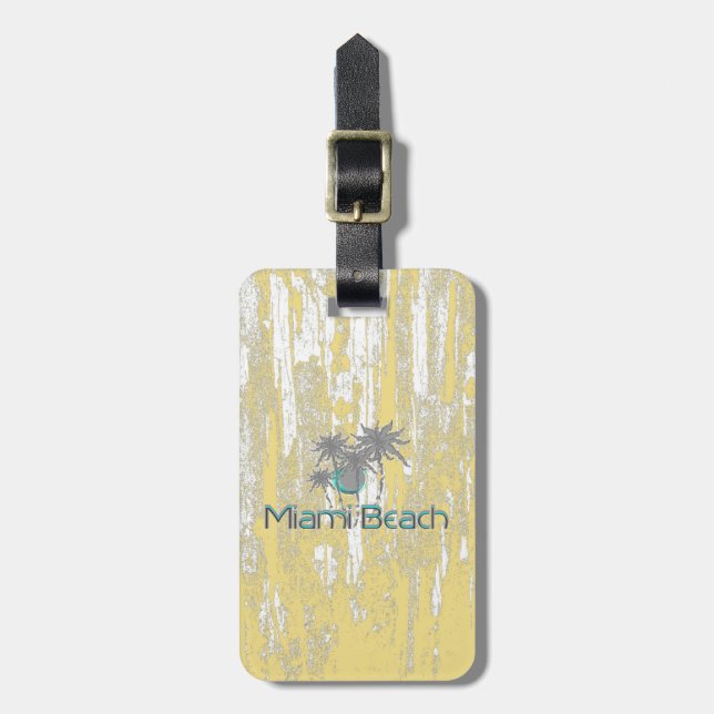 Miami-Beach, Florida, Handflatan, Grunge Coola Bagagebricka (Vertikal Framsida)