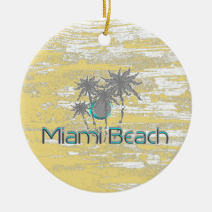 Miami-Beach, Florida, Handflatan, Grunge Coola Julgransprydnad Keramik