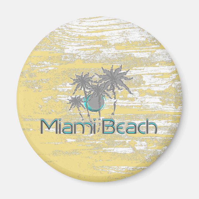 Miami-Beach, Florida, Handflatan, Grunge Coola Magnet (Framsidan)