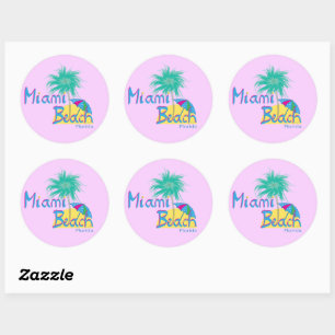 Miami Beach, Florida Handflatan och Sol Runt Klistermärke