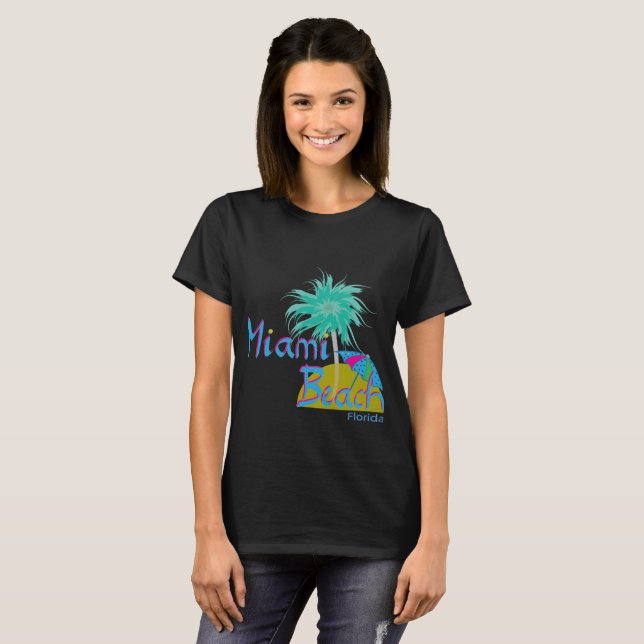 Miami Beach Florida Handflatan Roligt Sol T Shirt (Hel framsida)