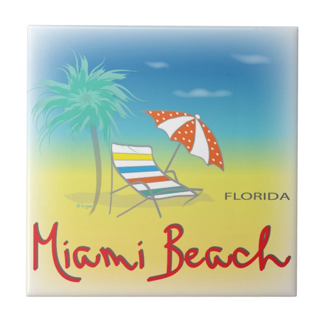 Miami Beach, Florida Handflatan Tile Kakelplatta (Framsidan)