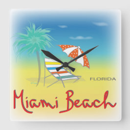 Miami Beach, Florida Handflatan Wall Clock Fyrkantig Klocka