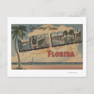 Miami Beach, Florida - Large Brev Scenes Vykort