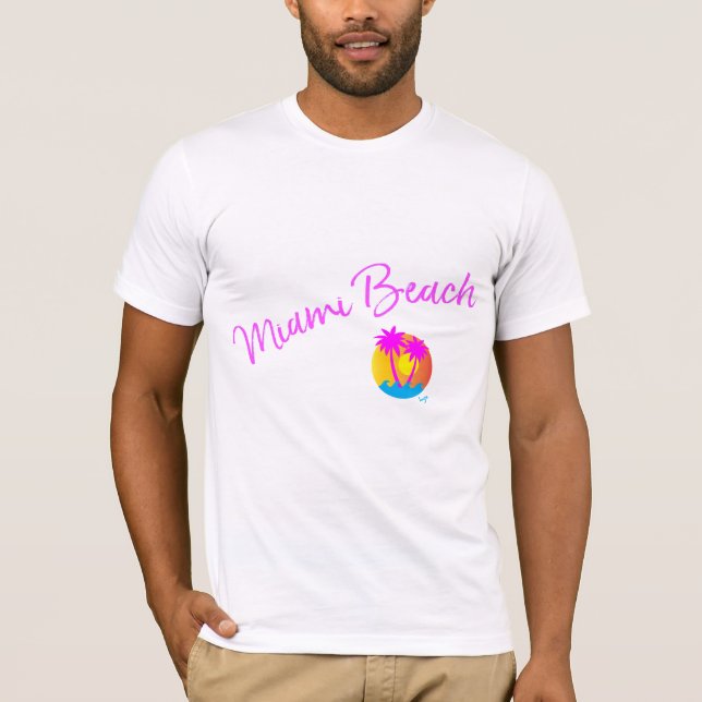 Miami Beach, Florida Logotyp Handflatan Sol Coola T Shirt (Framsida)