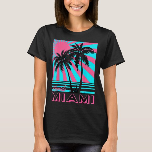 Miami Beach Florida Miami Handflatan Träd T Shirt (Framsida)