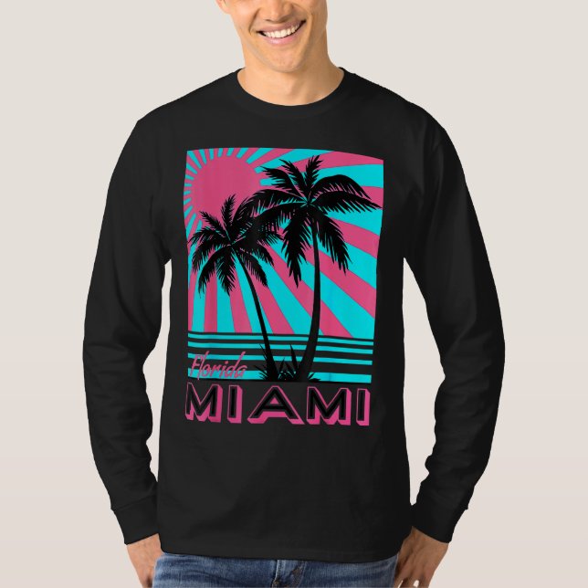 Miami Beach Florida Miami Handflatan Träd T Shirt (Framsida)