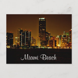 Miami Beach Florida Night Skyline-postkort Vykort