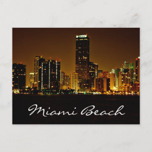 Miami Beach Florida Night Skyline-postkort Vykort