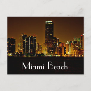 Miami Beach Florida Night Skyline-postkort Vykort