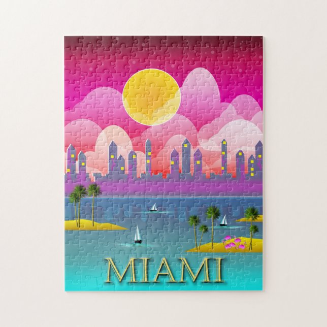 Miami Beach Florida Poster Puzzle Pussel (Vertikal)