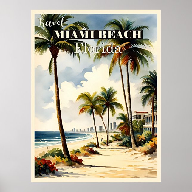 Miami Beach, Florida-reseaffisch Poster (Framsidan)