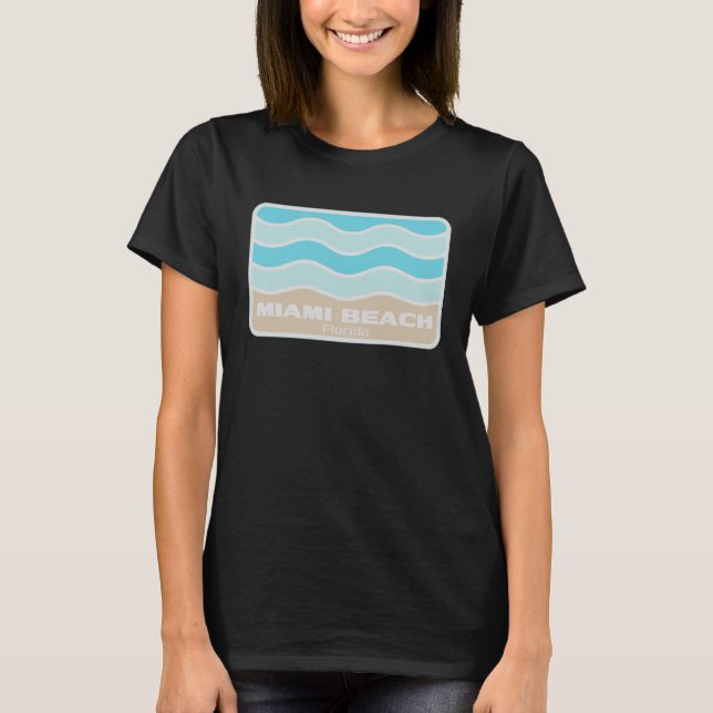 Miami Beach Florida Retro FL Vågar Beach Souvenir T Shirt (Framsida)