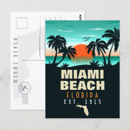 Miami Beach Florida Retro Sunset Souvenir 70-talet Vykort