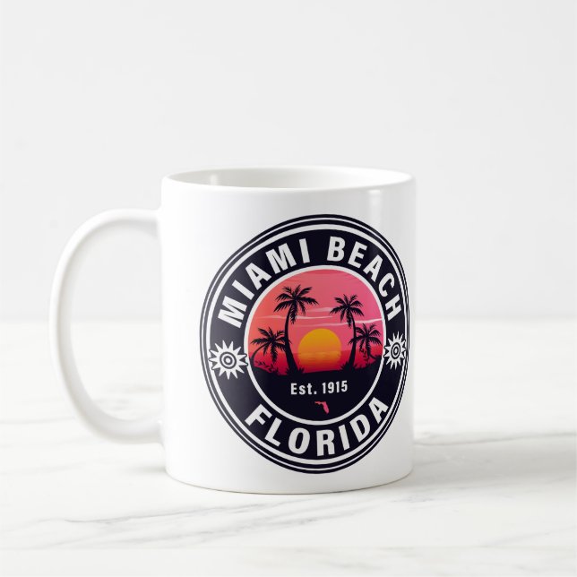 Miami Beach Florida Retro Sunset Souvenirs 60 Kaffemugg (Vänster)
