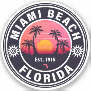 Miami Beach Florida Retro Sunset Souvenirs 60 Klistermärken