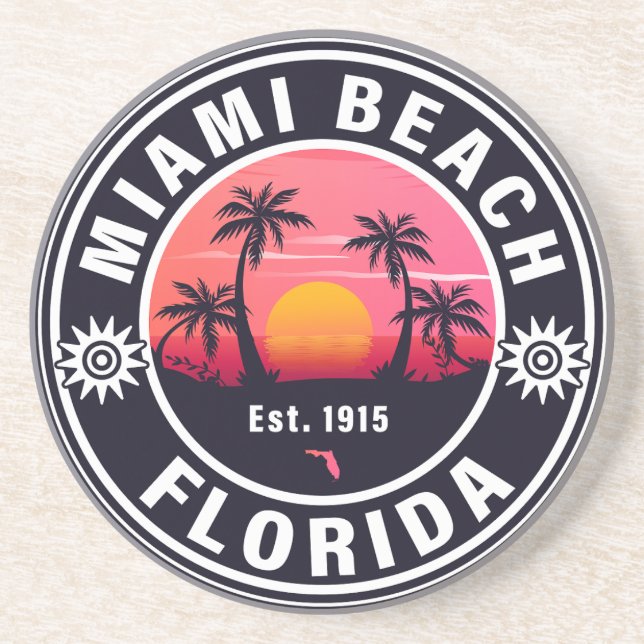 Miami Beach Florida Retro Sunset Souvenirs 60 Underlägg (Framsidan)