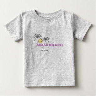 Miami Beach Florida Rosa Grått Baby Tee