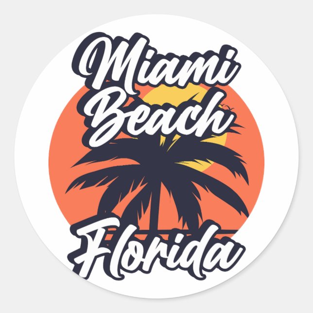 Miami Beach,Florida Runt Klistermärke (Framsida)