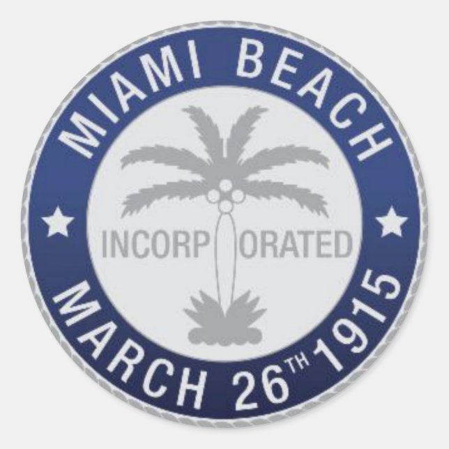 Miami Beach, Florida Runt Klistermärke (Framsida)