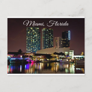 Miami Beach Florida Sklyline Travel Postcard Vykort