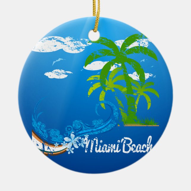 Miami Beach Florida Souvenir Julgransprydnad Keramik (Framsidan)