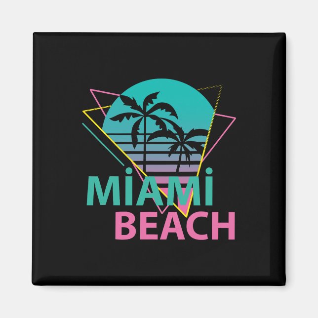Miami Beach Florida Stolt Floridian Retro Palmer T Magnet (Framsidan)