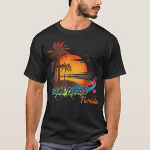 Miami Beach Florida Strand Sommar Palmer Solnedgån T Shirt