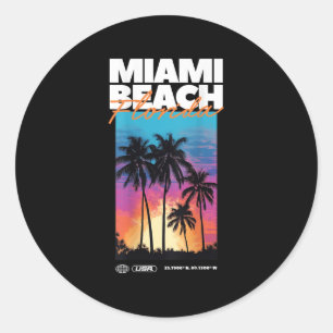 Miami Beach Florida Summer Handflatan Vacation Usa Runt Klistermärke