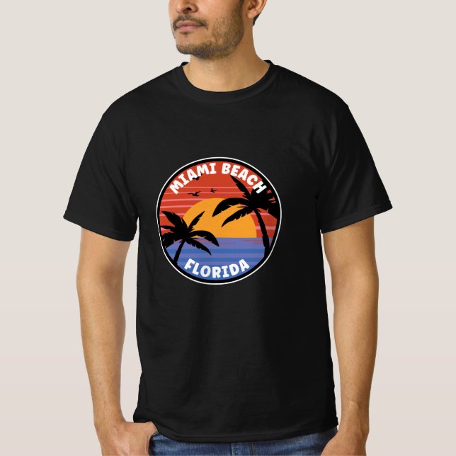 Miami Beach Florida Sunset Paradise T Shirt (Framsida)
