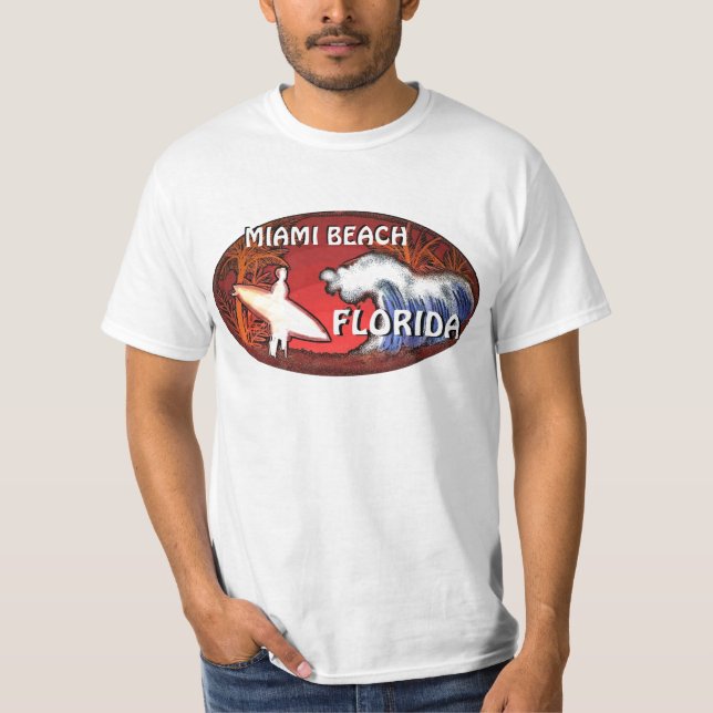 Miami Beach Florida surfer vågar art value T Tee (Framsida)