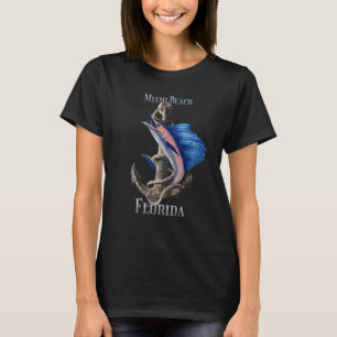 Miami Beach Florida Swordfish Marlin Ocean Fishing T Shirt